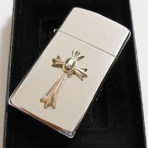 1999年製　 立体クロス　純銀メタル貼り　スリムモデル【ZIPPO】