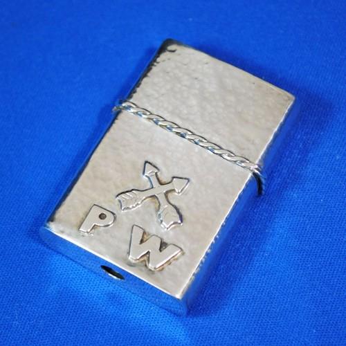 アメリカ・インディアン　ナバホ族　槌目純銀カバー 　豆腐フェルト装着品 【ZIPPO】