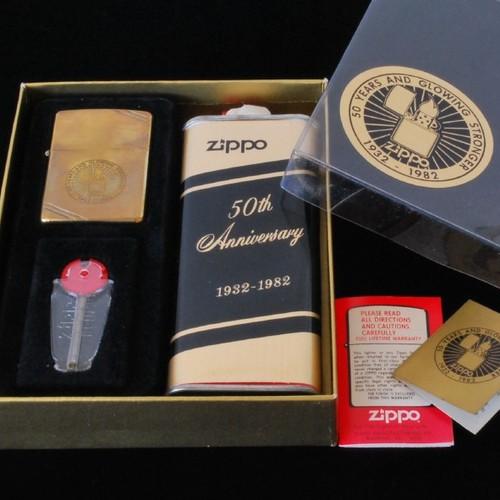 ZIPPO社創立50周年記念、オイル＆フリントセット【ZIPPO】