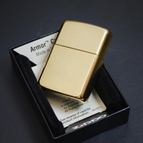 フルチューニング・ジッポー！！  ゴールド・ハイポリッシュ・アーマーケース 2022年製  クリック音♪良好【ZIPPO】